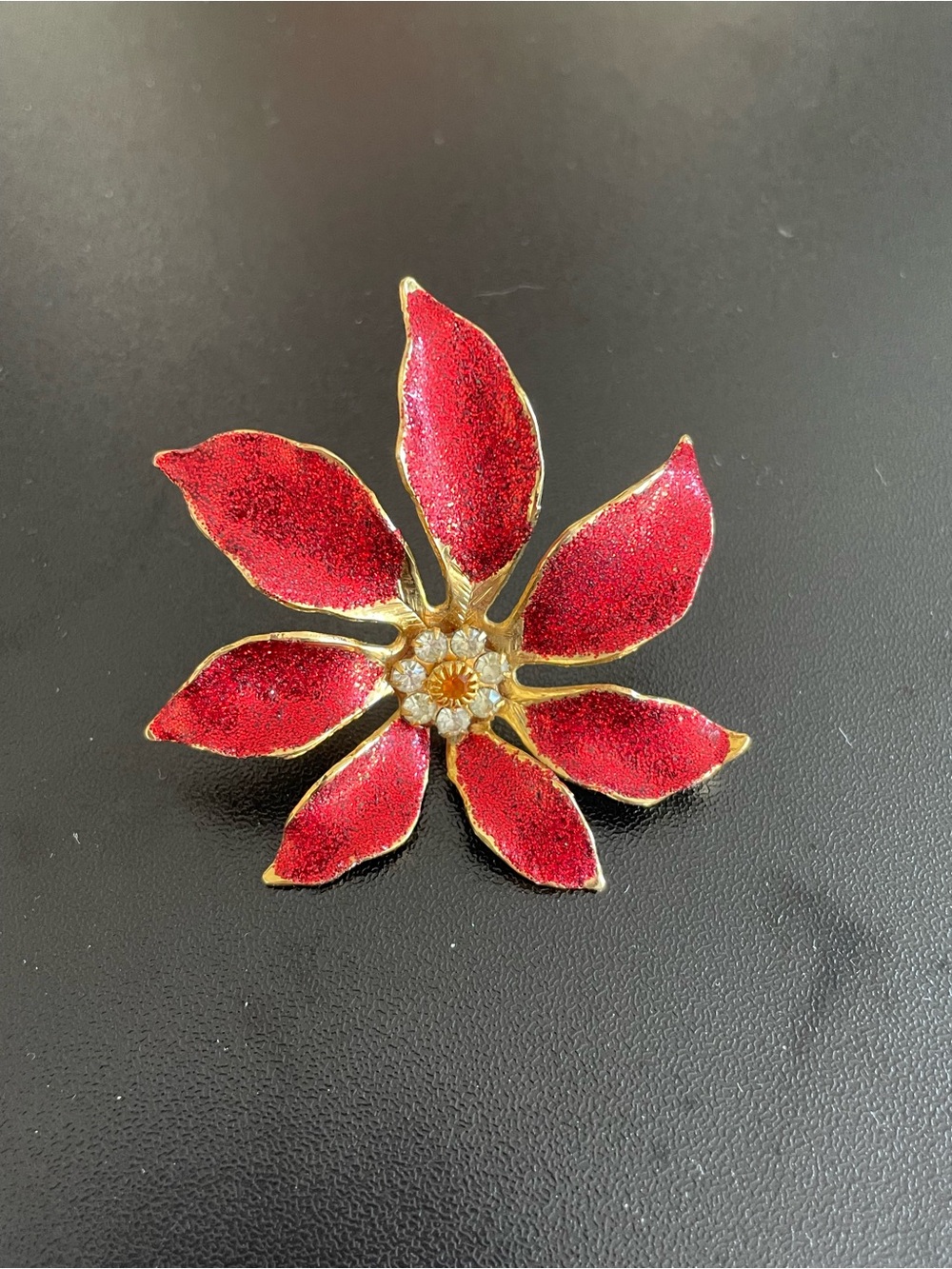 Red Poinsettia Floral Brooch - Women Jewelry